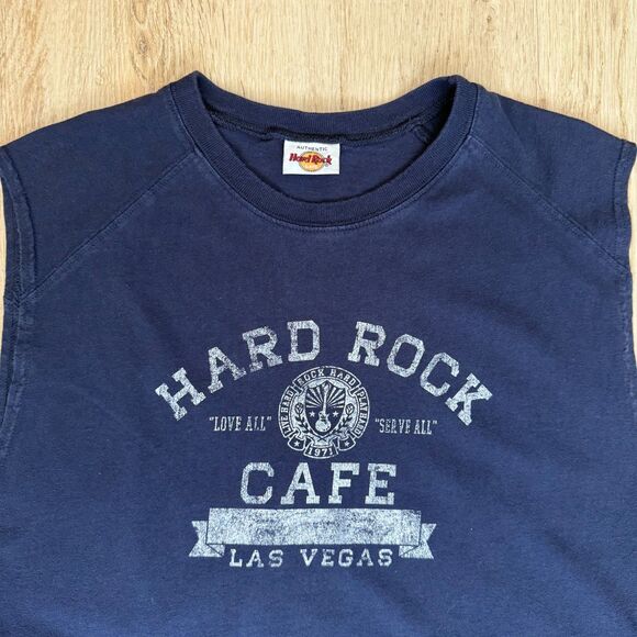 Vintage Hard Rock Café Muscle Tank Las Vegas Navy Blue XXL Sleeveless 71 Graphic - Picture 3 of 5
